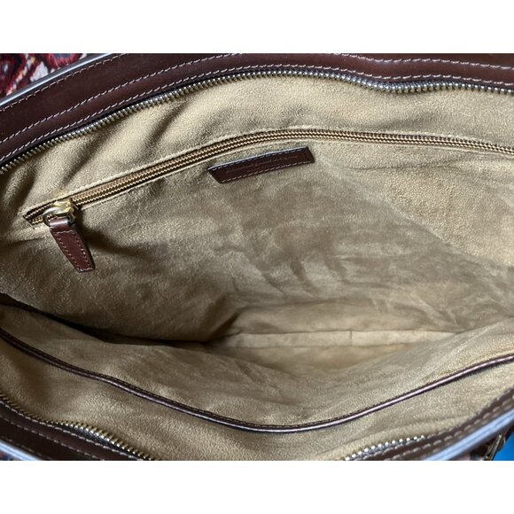 XL Ermengildo Zegna Brown Messenger Briefcase Travel Bag Plus Key Chain Fob - Picture 7 of 14